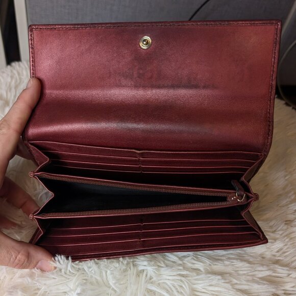 Gucci, Guccissima Leather Long Wallet with Interlocking Heart Logo, Dark Red - Picture 10 of 14